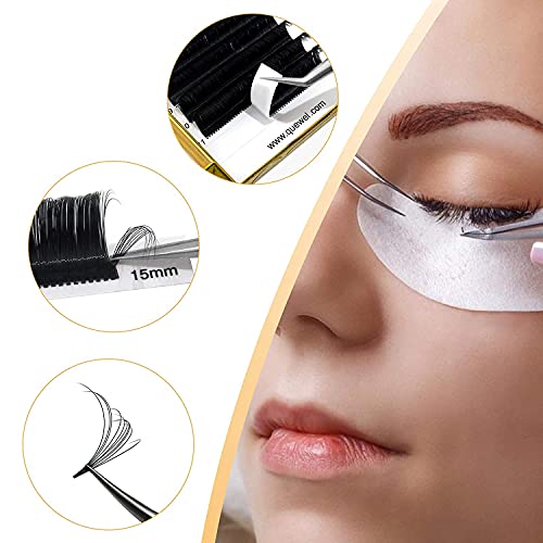 QUEWEL Easy Fan Lash Extensions 0.07mm D Curl 8-15mm Mix