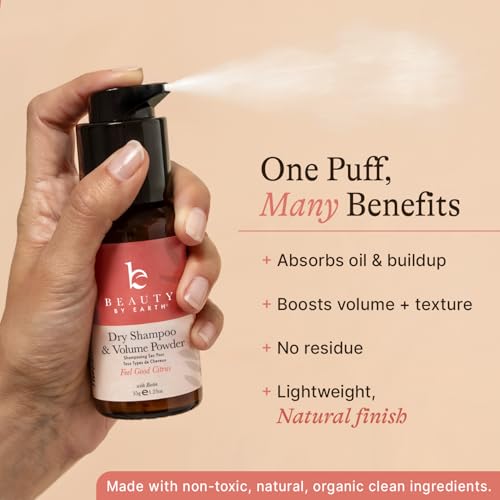 Beauty by Earth Non Aerosol Dry Shampoo Powder - Volumizing Non Toxic with Biotion, Oil-Absorbing Natural Ingredients, Made in USA