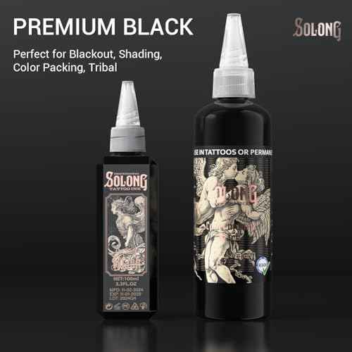 Tattoo Ink,Solong S Series 3.4oz(100ml) Professional Black Tattoo Ink for Outlining,Shading and Blending-Premium Black Tattoo Supplies,TI303S-100-031
