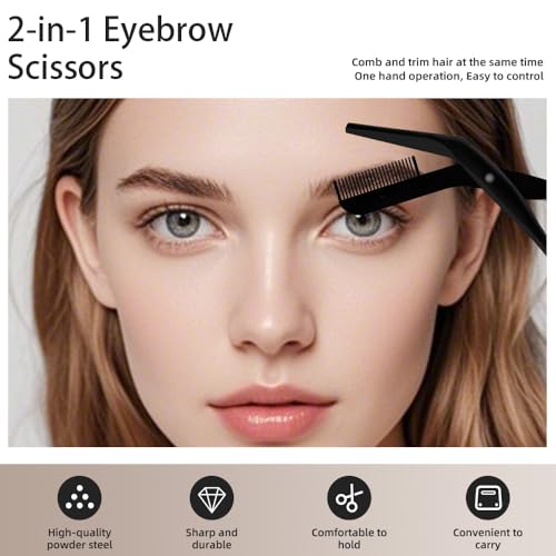Eyebrow Scissors with Built-in Comb - Precision Trimmer