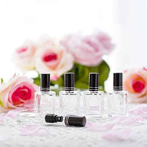 YU FENG 12pcs Clear Refillable Perfume Bottle 15ml Portable Square Empty Glass Perfume Atomizer Bottle For Travel