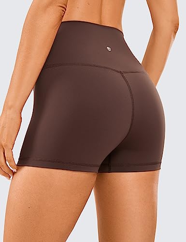 CRZ YOGA Women's Naked Feeling Biker Shorts - 3 Inches High Waisted Yoga Workout Running Spandex Shorts Taupe XX-Small