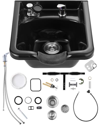 Wall-Mounted Shampoo Basin for Hair Salons, Black ABS Hairdresser Sink