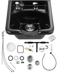 Wall-Mounted Shampoo Basin for Hair Salons, Black ABS Hairdresser Sink