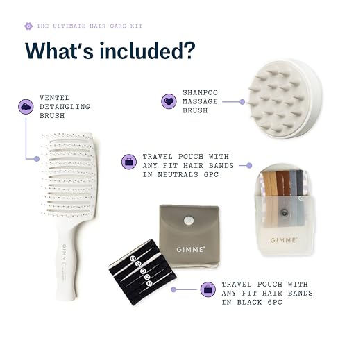 Gimme Beauty Magic Is In the Hair Gift Box - Designed for All Hair Types - Essentials for Your Hair Care Routine - Includes Everyday Hair Bands, Detangling Brush & Massage Brush