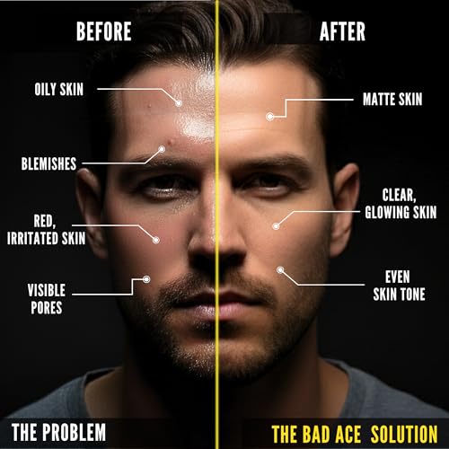 BAD ACE Daily Men's Charcoal Face Wash with Scrubs, Korean Exfoliating Face Wash - Premium Face Scrub for Men, Deep Cleansing Skin Care | Men's Facial Cleanser for Oily Skin & Normal Skin, 4 oz