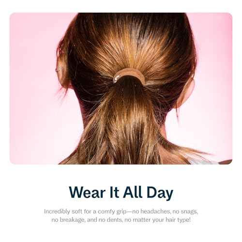 Gimme Beauty Fine Hair Elastic Bands - Slim-Fit Elastic Ties for Fine, Brittle, or Bleached Hair - No-Dent, Gentle-Grip Ponytail Holders for All-Day Comfort - 12 Pack, Light Brown