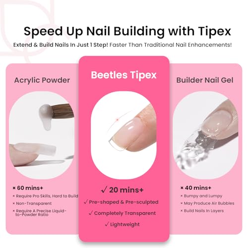 Beetles Short Coffin Nail Tips Kit, XS Square, 224pcs with Glue & UV Lamp