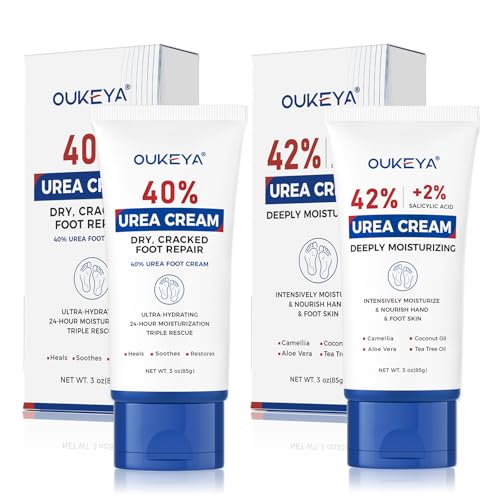OUKEYA Urea Cream 40% & 42% Foot Lotion - 3 oz 2-Pack for Dry Skin