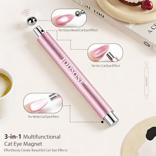 JODSONE Pink Cat Eye Magnet Set for Nails 3-in-1 Magnetic Nail Art Kit