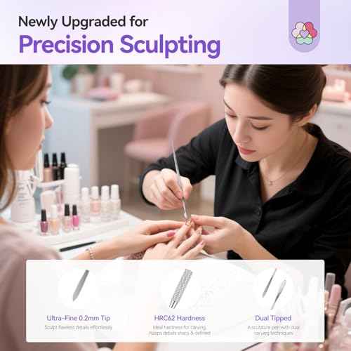 SAVILAND Advanced Nail Art Sculpture Pen: 3PCS Sculpting Nail Art Tools Dual-Head 3D Gel Pen Nails Dotting Tool 3D Sculpting Gel Nails Art Design Tools for Salon Home DIY