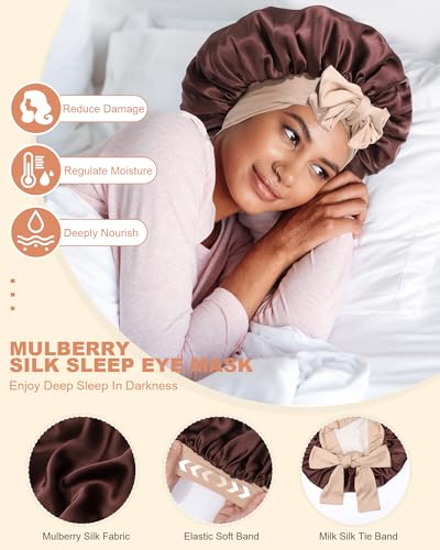 AWAYTR Mulberry Silk Double Layer Reversible Sleep Bonnet