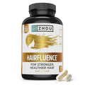 Zhou Hairfluence - Vegan Biotin Supplement for Hair Growth for Men & Women, Lustriva Hair Growth Supplement for Nails & Glowing Skin with B Vitamin Complex & Keranat - 120 Capsules (Pack of 1)