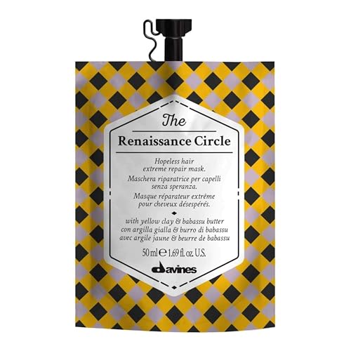 Davines The Renaissance Circle Hair Mask, Repairing Treatment for Extremely Damaged Hair - Restores Structure & Softness with Babassu Butter & Yellow Clay - Deep Conditioning, 1.69 Fl Oz