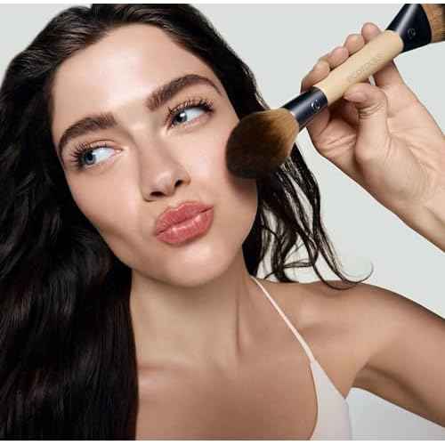 EcoTools Sculpt + Bronze Dual-Ended Makeup Brush, Fluffy Bronzer & Dense Contour Brush for Liquid, Cream & Powder Face Makeup, Travel-Friendly, Vegan & Cruelty-Free, Eco-Friendly Handle, 1 Count