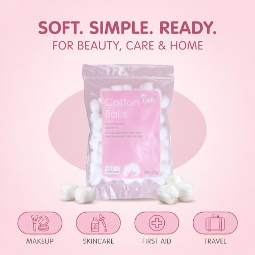 Cotton Balls for Personal Care & Household Use - Soft & Gentle, 100 Pack