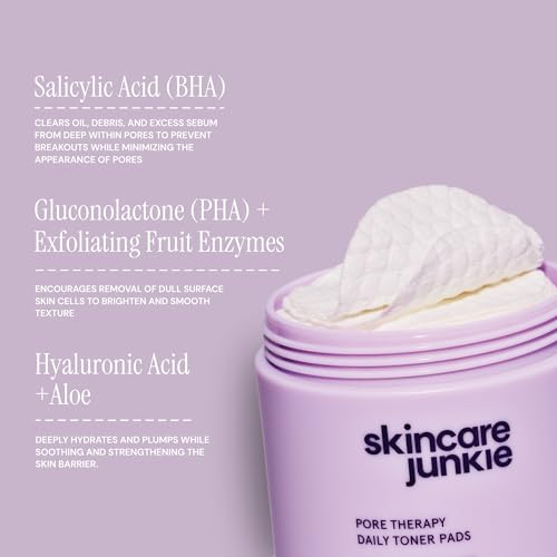 Pore Therapy Daily Toner Pads, Exfoliates Pore-Clogging Dead Skin Cells, Fragrance-Free, for Normal to Oily Skin, 50 Pads