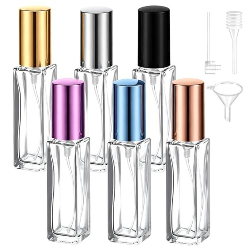 10ml Refillable Glass Perfume Atomizers - 6 Pack Travel Spray Bottles