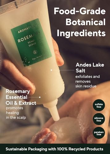 AROMATICA Rosemary Scalp Scrub 165g | Salt Exfoliator for Oily Scalp