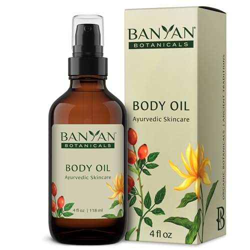 Banyan Botanicals Body Oil ? Lightweight & Non-Greasy Body Oil ? Ayurvedic Skin Care with Organic Jojoba Oil & Herbs for Soft, Smooth Skin ? 4 oz ? Non-GMO, Cruelty Free, Paraben Free Massage Oil