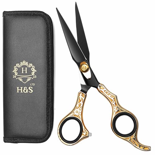 H&S GoldBlack 6.5" Professional Hair Cutting Scissors Japanese Steel