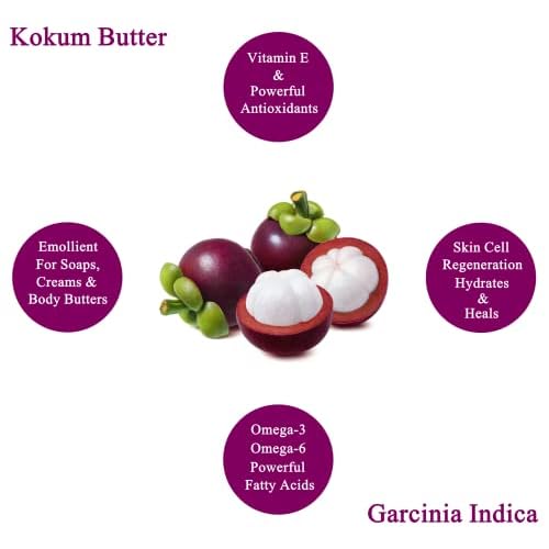 Plant Guru Raw Kokum Butter 3 lbs. Bulk 100% Pure Natural - Great for Skin, Body and Hair Moisturizer, DIY Creams, Balms, Lotions and Soap Making.