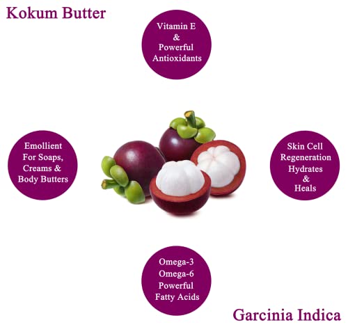 Raw Kokum Butter 16 oz. / 1 lb. 100% Pure Natural Cold Pressed - Great for Skin, Body and Hair Moisturizer, DIY Creams, Balms, Lotions and Soap Making.