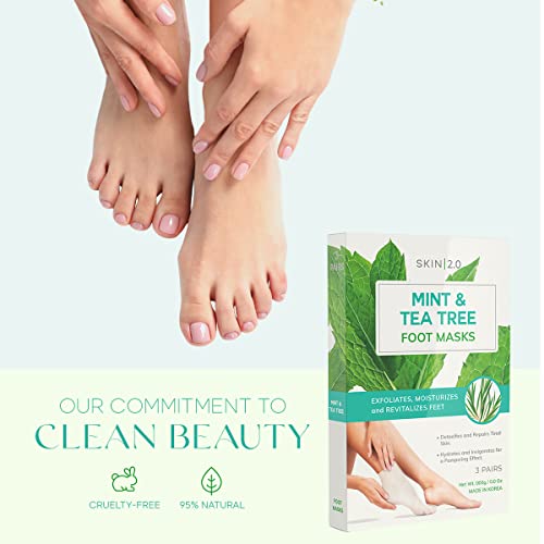 Tea Tree & Mint Foot Masks - Soothing Hydration & Exfoliation - 3 Pairs