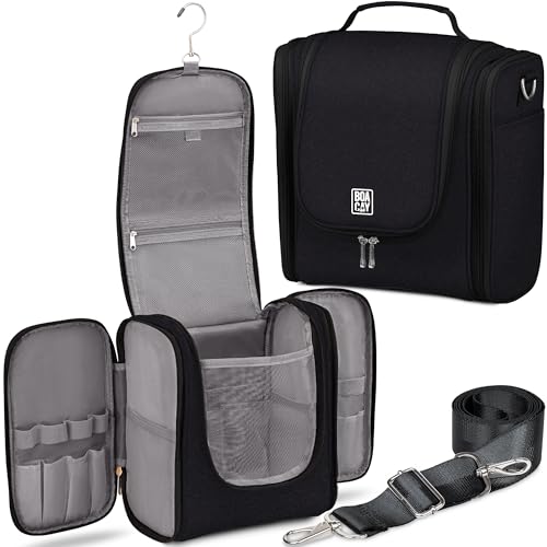 BOACAY Extra Large Hanging Travel Toiletry Bag for Women and Men, Makeup Bag, Bathroom & Shower Organizer Kit for Accessories, Cosmetics, Essentials