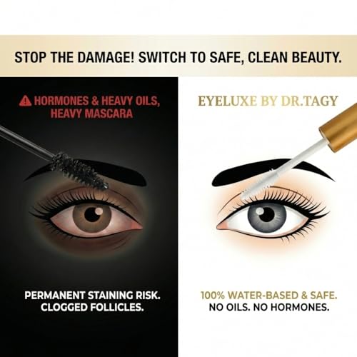 Eyeluxe Lash & Brow Serum (Pack of 2) - 100% Water-Based & Oil-Free (No Milia Risk), Hormone-Free Formula for Sensitive Eyes - Advanced Peptide Complex (2 x 5ml)
