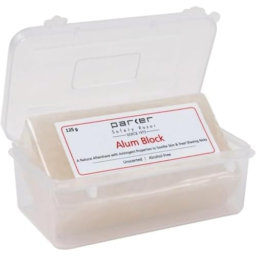 Parker Large Alum Block with Travel Case (125 g./4.4 oz.) - A Natural Aftershave with Antiseptic Properties - an Essential Item for Every Wet Shaver