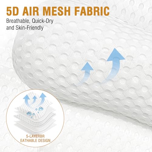 Ergonomic Bath Pillow with 5D Air Mesh & Suction Cups