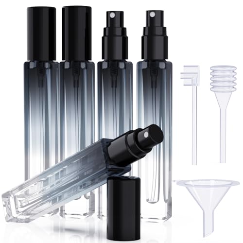 Seafulee Gradient Black Cap 10ML Refillable Perfume Atomizer Set - 5 Pack