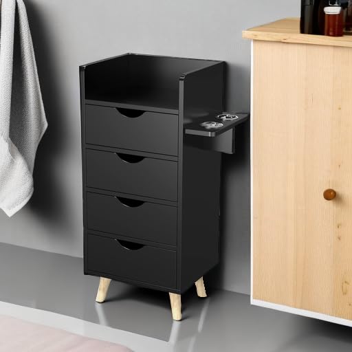 OmySalon 4-Drawer Salon Storage Cabinet with Hair Dryer Holders