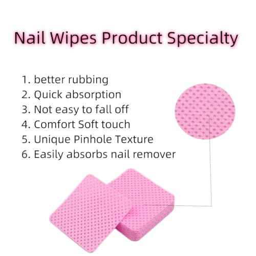 1800 PCS Lint Free Nail Wipes, Gel Nail Polish Remover Wipes, Absorbent Soft Non-woven Fabric Nail Cleaning Pads Lash Glue Wipe Cleaning Pads, Eyelash Extension Glue Wipes for Lash Extension Supplies