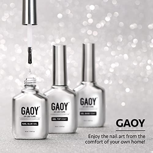 GAOY Nail Glue Gel, 2 in 1 Nail Glue and Base Gel for Acrylic Nails Tips, 16ml Glue Gel for Press on Nails, Nail Lamp Needed