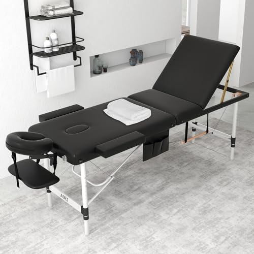 ABET Portable 3-Fold Massage Table, Adjustable Height 24.7"-33.4"