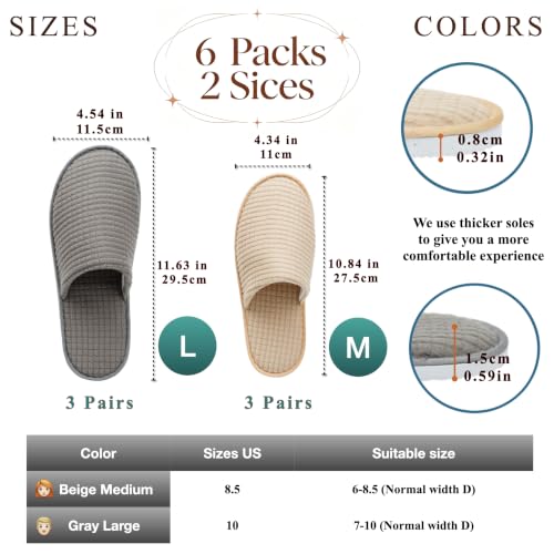 Non-Slip Washable Spa Slippers for Guests - Unisex Indoor Shoes (6-10 Pairs)