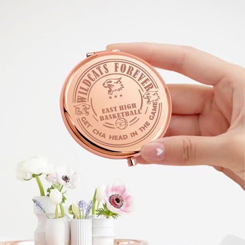 KEYCHIN Troy Bolton Musical Pocket Mirror Musical Theatre Gifts East High Basketball Compact Makeup Mirror School Music Merch (High Basketball-RG)