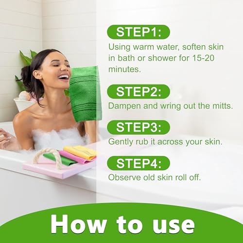 Korean Exfoliating Mitt (15 Pack, 5 Colors) - Body Scrub Glove