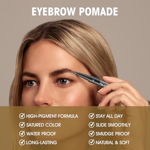 Microblading Eyebrow Pencil for Women Waterproof Brow Pencil 2-in-1 Dual-Ended with Micro-Fork-Tip and Precise Brush-Tip, Light Brown