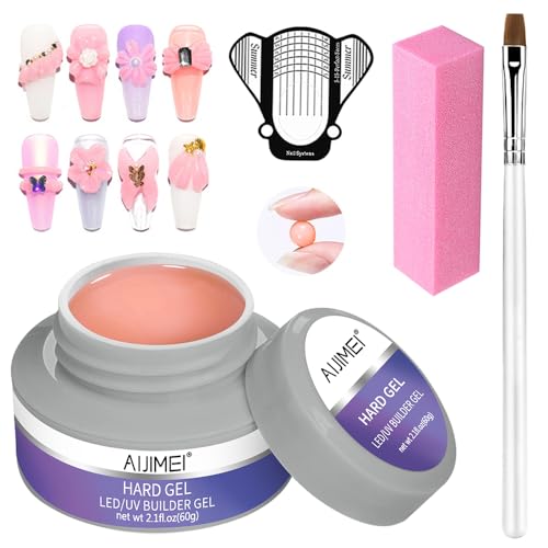 AIJIMEI Nude Builder Hard Gel for Nails 60g - Natural Nail Extension & Strengthening Kit