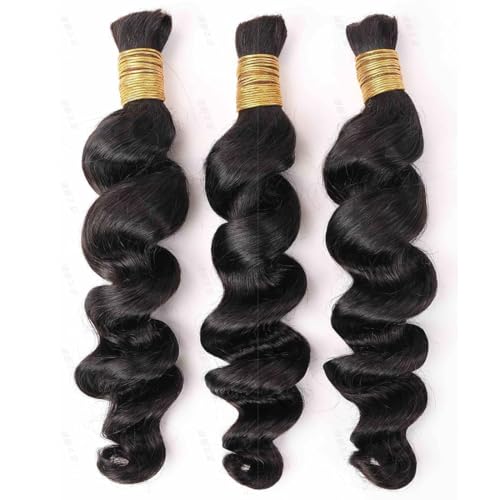 Human Braiding Hair for Boho Braids Loose Deep Wave Bulk Human Hair Knotless 100% Unprocessed Brazilian Virgin Hair Extensions for Braiding Curly Water Wave 1 Bundle No Weft 100g 20inch Natural Black