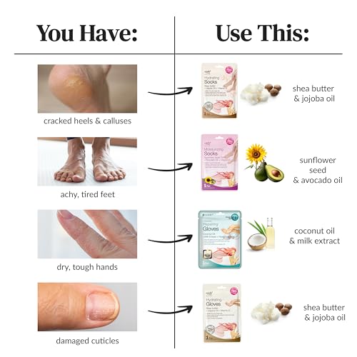 Epielle Hydrating Hand Mask Gloves (6 Pairs) - Shea Butter & Jojoba Oil
