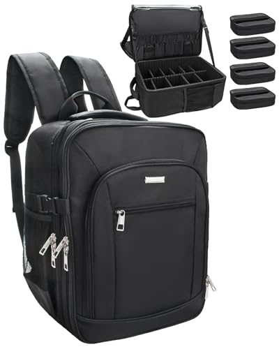 TANTO Professional Makeup Backpack with 4 Bags - Large Travel Case