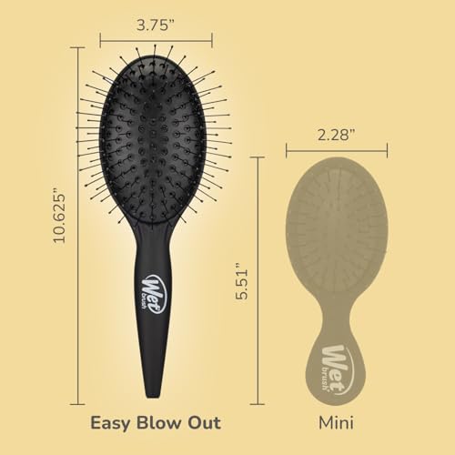 Wet Brush Easy Blowout Detangling Hair Brush, Black, Edgeless HeatFlex Bristles for Blow Dry, Ergonomic Soft-Touch Handle, Maximum Volume, Ceramic Coating Pad Smooths & Straightens