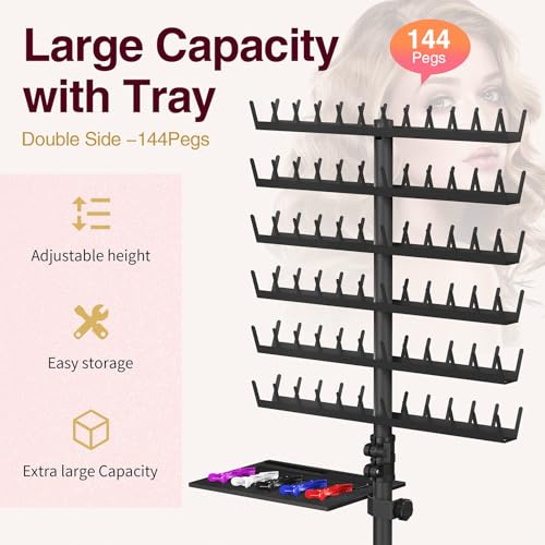 Hemndic Height-Adjustable Braiding Hair Rack with 144 Pegs