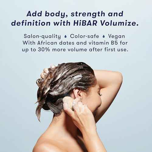 HIBAR - Volumize Shampoo Bar - For Fine & Flat Hair - Add Body, Definition & Volume - With African Dates & Vitamin B5 - Plastic-Free - Soap, Paraben & Sulfate-Free - Color Safe & Vegan -1 Solid Bar