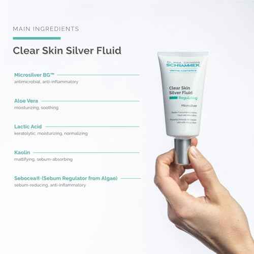 Clear Skin Silver Fluid (1.7 fl oz) - Powerful Formula for Impure Skin with Microsilver - Combats the Key Factors of Impure Skin - with Aloe Vera - Face Fluid - Skin Care - Dr. Schrammek