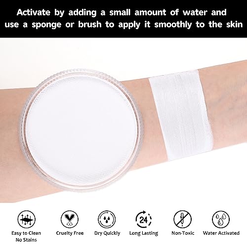 BADCOLOR White Clown Face & Body Paint Kit 30g Water-Activated SFX Makeup for Halloween & Cosplay